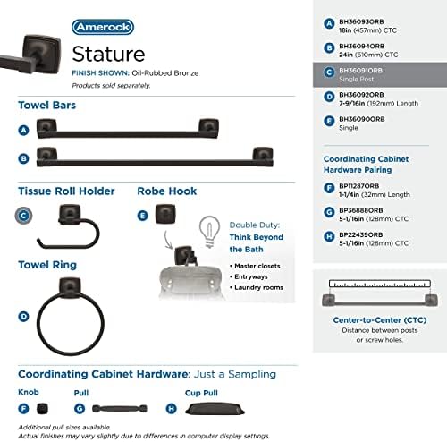Amerock Stature 6-5/16" Oil-Rubbed Bronze Single Post Toilet Paper Holder - Image 4