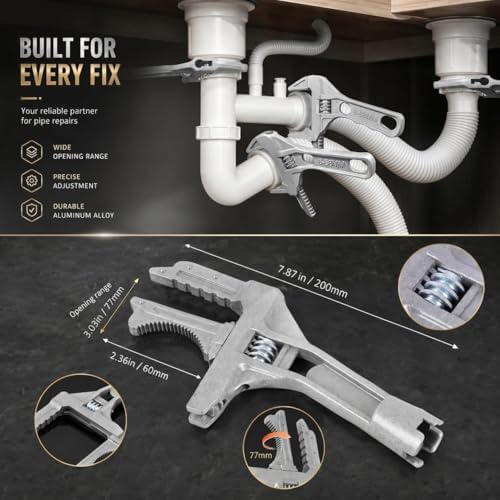 7-Piece Plumbing Tool Kit: 14-in-1 Multi-Function Wrench + 2-Axis 7-Profile - Image 2