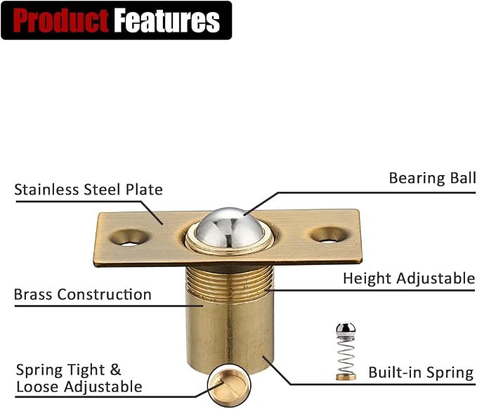 JQK Closet Ball Catch Door Hardware, Stainless Steel Catch Adjustable - Image 4