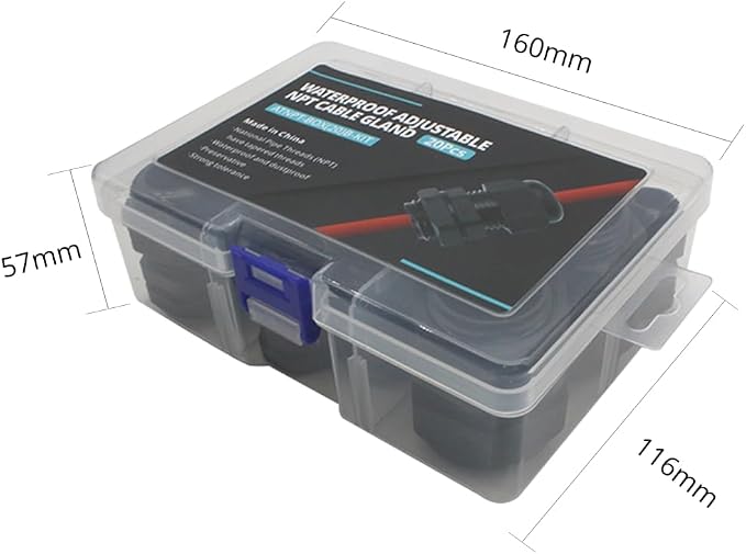 20-Pack NPT Cable Gland Kit, IP68 Waterproof Nylon PA66 Strain Relief Cord Grips - Image 4