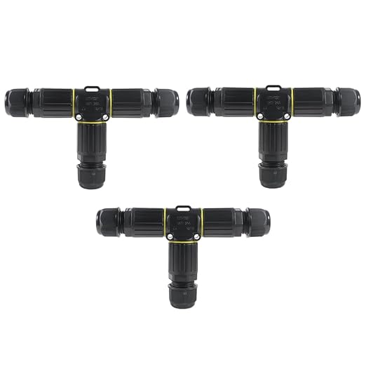3PCS IP68 Waterproof Electrical Cable Connector, Outdoor 2 Pin T Shape Junction by MELIFE