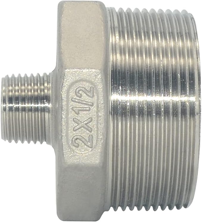 2" x 1/2" Male Threaded Reducing Nipple Fitting/Adapter, Stainless Steel SS304 - Image 2