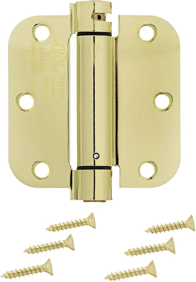 Amazon Basics Self-Closing Door Hinge, 3.5 Inch x 3.5 Inch, Polished Brass - Image 3