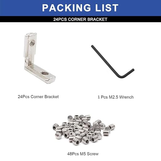 24pcs 2020 Extrusion Connector Corner Bracket Joint Silver | 2020 Extruded - Image 3