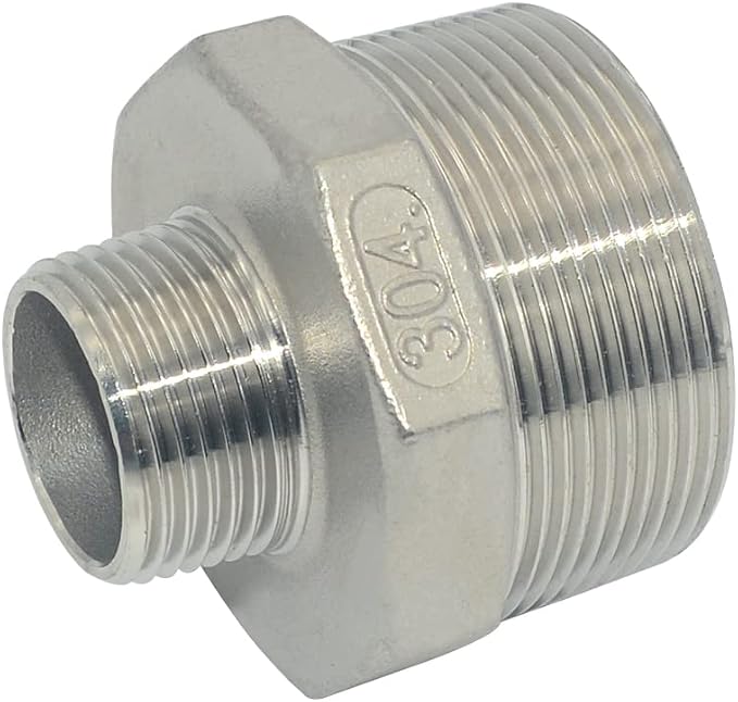 2" x 1" Male Threaded Reducing Nipple Fitting/Adapter, Stainless Steel SS304 - Image 3