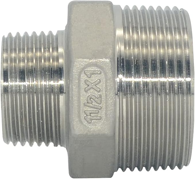 1-1/2" x 1" Male Threaded Reducing Nipple Fitting/Adapter, Stainless Steel - Image 2