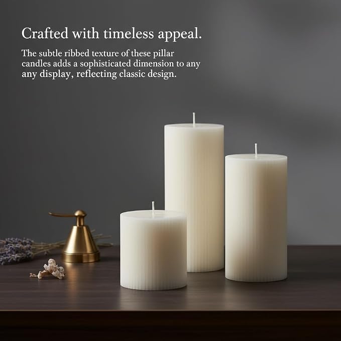 Ribbed Pillar Candles, Large Mixed Soy Wax Scented Pillar Candles | Aesthetic - Image 7