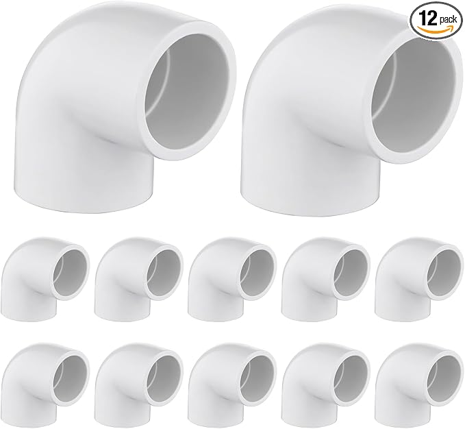 12-Pack 3/4" PVC Fittings 90 Degree Elbow, Furniture Grade 3/4 Inch PVC Pipe by Unknown