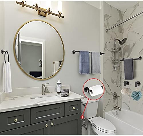 6 Pieces Matte Black Bathroom Hardware Accessories Set Hand Towel Ring 16&23.6 - Image 2