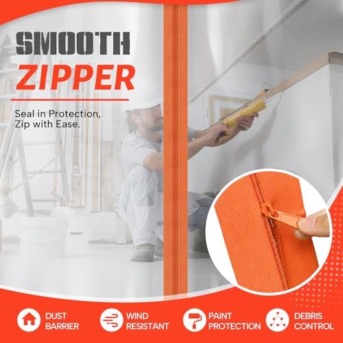 Tigeen 4 Roll Heavy Duty Zipper Door Dust Barriers 7 ft x 16 Inch - Image 3