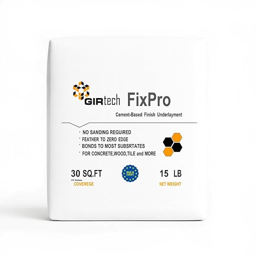 FixPro Feather Finish Skim Coat 15 LBs – Fast-Drying Cement Floor Patch & by GirTech