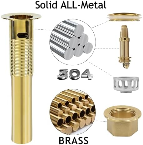 Bathroom Sink Drain, 2 Pack Gold Stainless Steel Bathroom Drain Stopper - Image 4