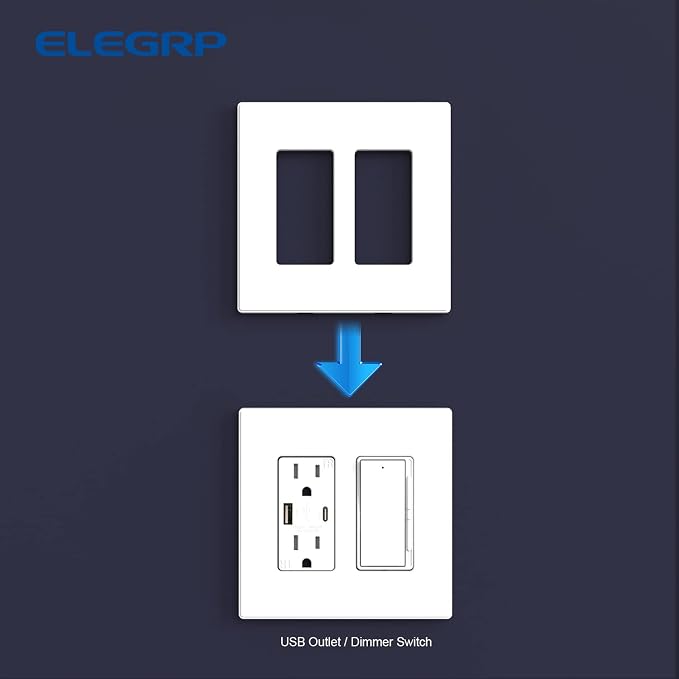 ELEGRP 2-Gang Screwless Decorative Wall Plates, Mid-Size Cover Plates, - Image 5
