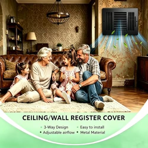 12x6 Inch Duct Opening Ceiling Register, 3-Way Steel Sidewall Air Vent Grille - Image 2