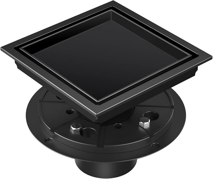 Shower Drain 4 Inch Tile Insert Matte Black, Stainless Steel Square Floor Drain by Dilvii