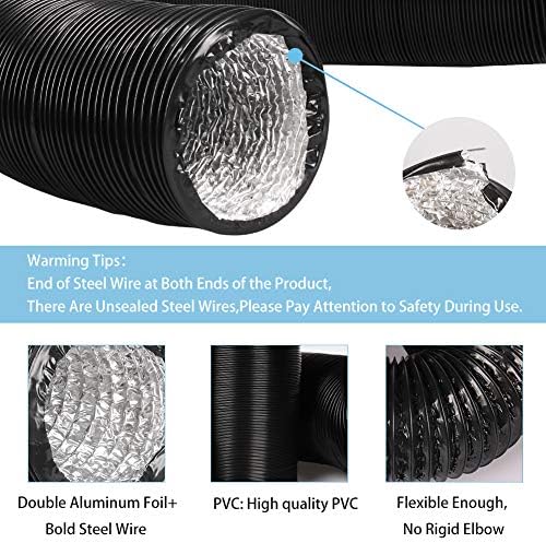 Omont Dryer Vent Hose 4 Inch 10FT Flexible Dryer Ducting Tube Air Duct Aluminum - Image 3