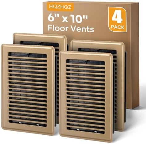 6x10 Floor Register, 4 Pack Brown Floor Vent Covers, Heavy Duty Steel Walkable by HQZHQZ
