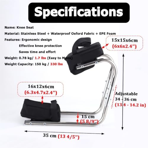Knee Seat for Work, Adjustable Steel Knee Support and Seat for - Image 3