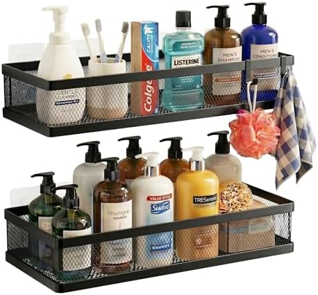 PUSDON Mesh Shower Caddy Wall Mount, Heavy Duty Adhesive Bathroom Shelf by PUSDON