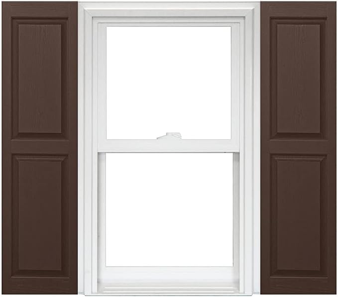 Homeside Raised Panel Vinyl Shutter 1 Pair 14-1/2in. x 31in. 035 Brown by Polaris