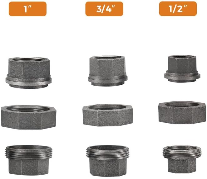 1" Pipe Fittings Union Home Expert 4 Pack Malleable Cast Iron Pipe Union | - Image 6
