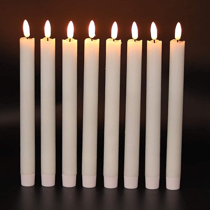 GenSwin Flameless Taper Candles LED Battery Operated Remote Timer White | LED - Image 7