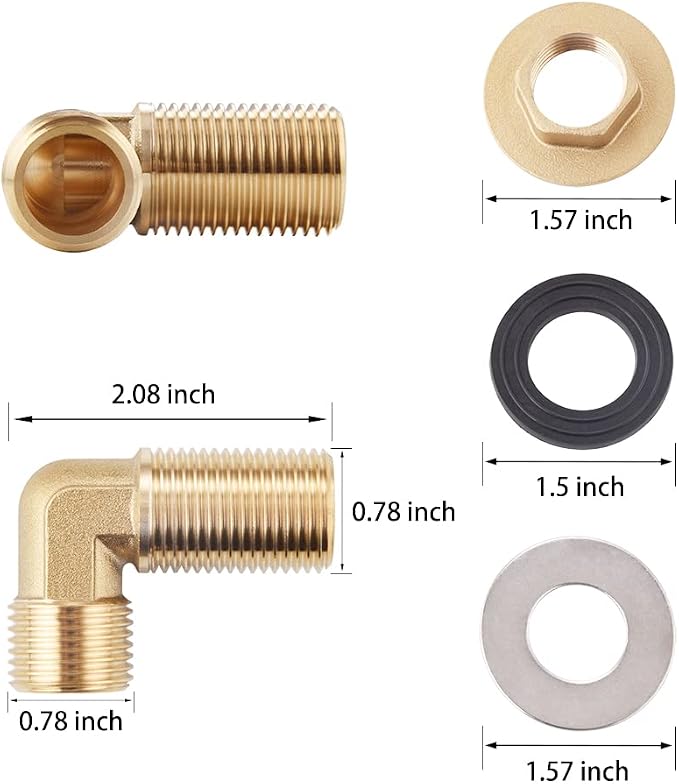 Wall Mount Commercial Faucet Installation kit, Brass 90 dergee backsplash Mount - Image 6