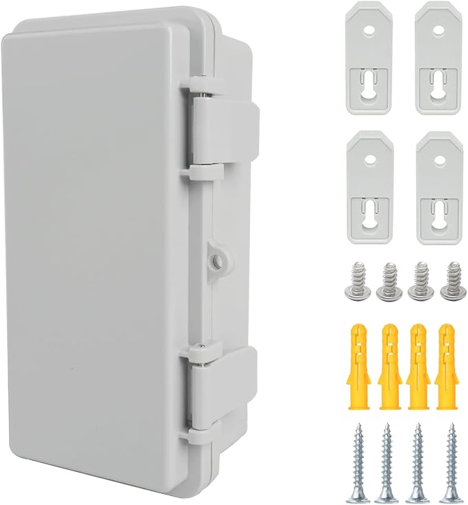 Junction Box, Hinged Grey Cover IP67 Waterproof ABS Project Box by Otdorpatio
