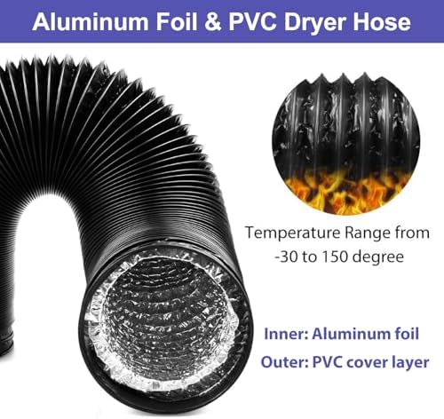 Dryer Vent Hose for Tight Space, 4 Inch 8FT Flexible Aluminum Foil Dryer Hose - Image 2