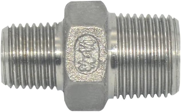 3/8" x 1/4" Male Threaded Reducing Nipple Fitting/Adapter, Stainless Steel - Image 2