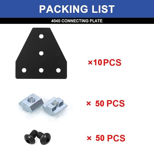 10pcs 4040 Corner Bracket T Joint Plate Connector Black | T Slot Hardware V - Image 3
