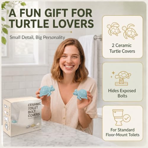 Sea Turtle Ceramic Toilet Bolt Covers Decorative Bathroom, 2 Pack - Image 4
