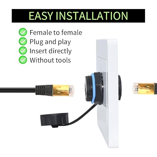 RJ45 Panel Mount Waterproof Connector IP68 Cable Connector, Female to Female - Image 3