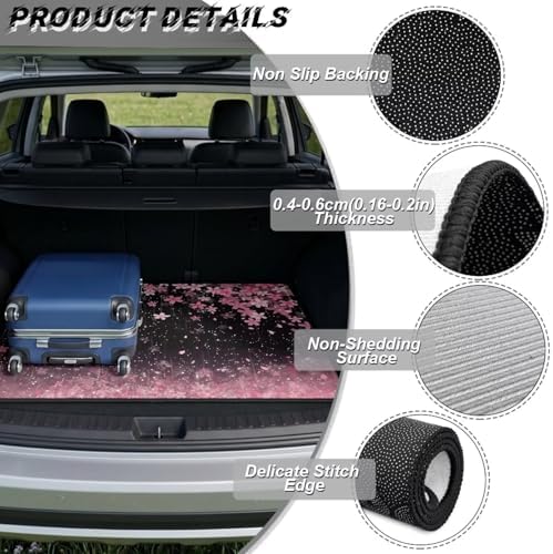 Black Cherry Blossom Print Work Trunk Mat Heavy Duty Foldable Cargo Liner - Image 6
