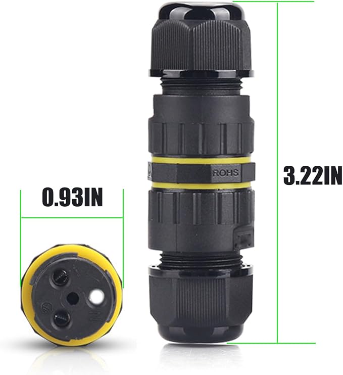 IP68 Waterproof 2 Way 2 Pin Junction Box Electrical Cable Connector, 5 Pack 24A - Image 3
