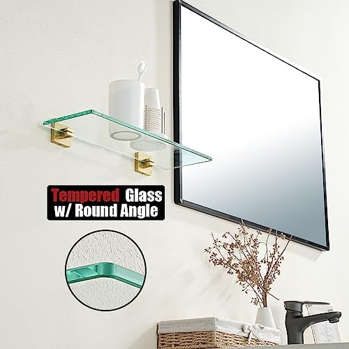 JQK Bathroom Glass Shelf, Floating Tempered Glass Shower Storage 20 by 5 inches - Image 6