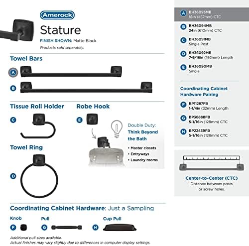 Amerock Stature 18" Matte Black Towel Bar - Image 4