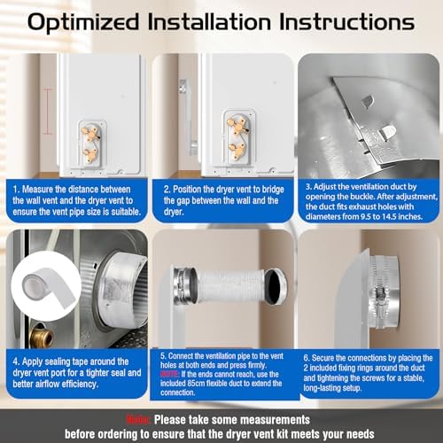 Periscope Dryer Vent Kit, 304 Stainless Steel, Adjustable 9.5-14.5in - Image 5