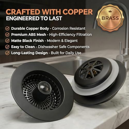 Kitchen Sink Stopper, 3 in 1 Pop Up Kitchen Sink Drain Strainer, - Image 2