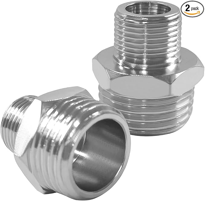 Joywayus 1/2 G Male to 3/8 Compression Male Thread Pipe Fitting, Nickel Plated by Joywayus
