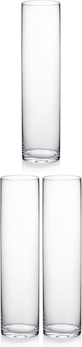 WGVI Quality Thick Weighted Tall Clear Cylinder Glass Vases, Flower Arrangement by WGVInternational-OpusGlassware