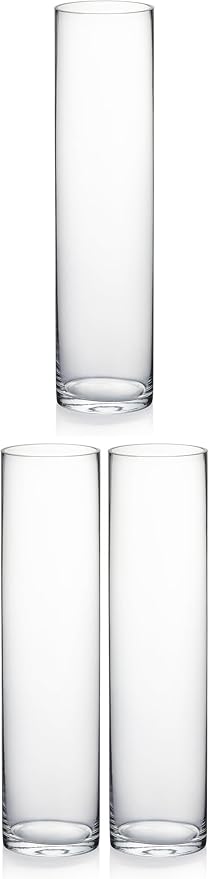 WGVI Quality Thick Weighted Tall Clear Cylinder Glass Vases, Flower Arrangement by WGVInternational-OpusGlassware