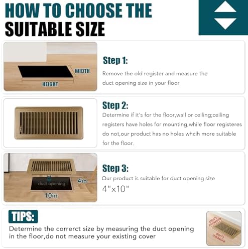 VOISEN Floor Register 4x10, 4 Pack Brown Floor Vent Covers - Image 4