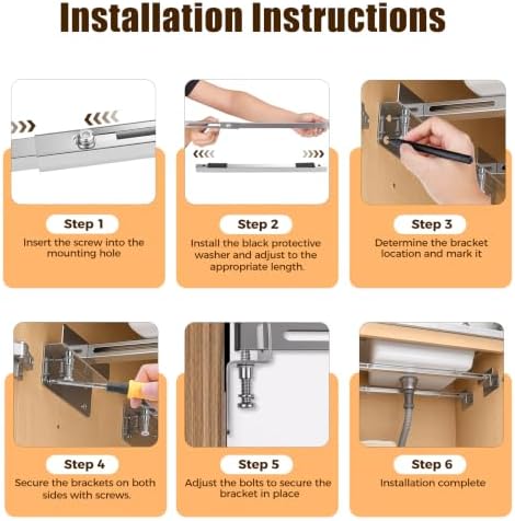 Stainless Steel Undermount Sink Support Bracket Set, Adjustable 28"–39.5"Heavy - Image 5