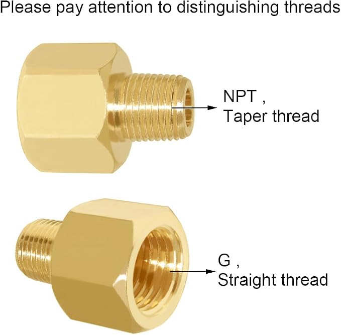Joywayus 1/2" G Thread Female × 3/8" NPT Thread Male Brass Pipe Fitting Adapter - Image 3