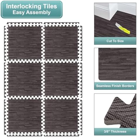 Sorbus Interlocking Wood Grain Foam Floor Tiles - Image 6