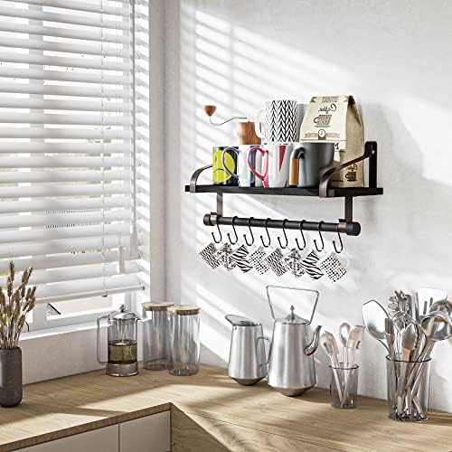 Love-KANKEI 17.3" Floating Wall Shelf Wood/Bracket, Coffee Bar - Image 2