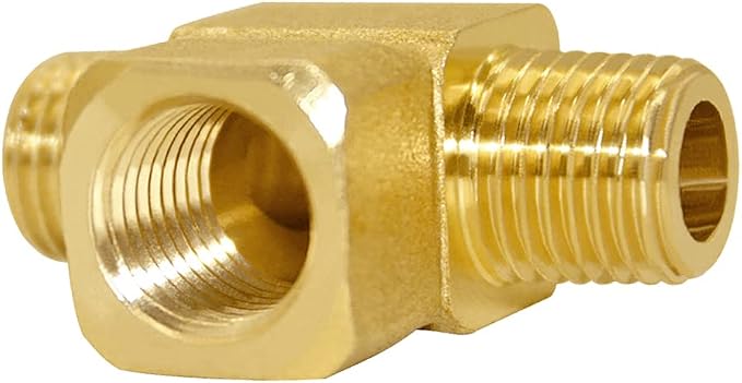 Joywayus Brass Pipe Fitting Barstock Street Tee T 3 way NPT 1/4" Male × 1/4" - Image 6