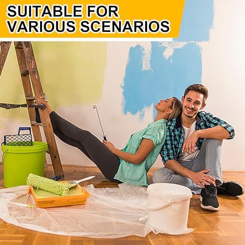 ZENOWICK 8 Pack Plastic Drop Cloth, 9x12 Ft Plastic Sheeting - Image 6