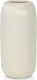 Ceramic Vase for Flowers – Modern Small Ribbed Textured Flower Vase for Home by RIKBVOM